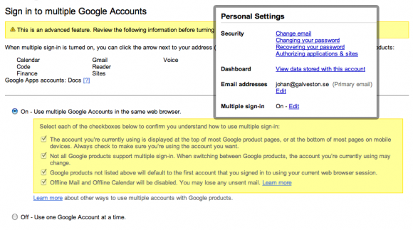 Google Apps merge konto